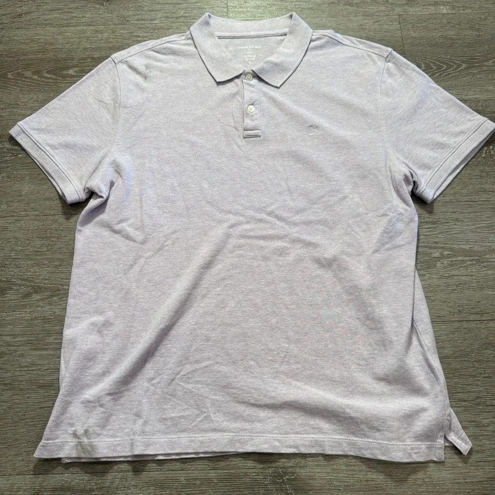 Banana Republic Polo Shirt Mens Large‎ Purple Short Sleeve Pique Organic Cotton
